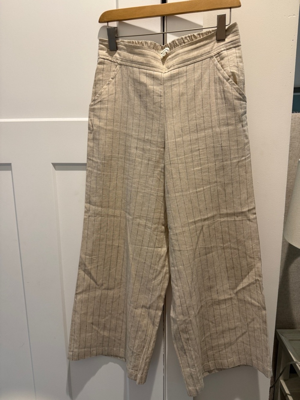 Max Studio NWOT Pinstripe Wide Leg Linen Pants S